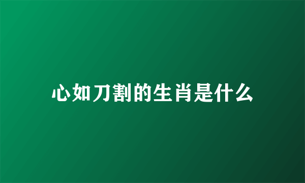 心如刀割的生肖是什么