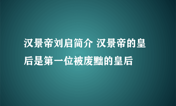 汉景帝刘启简介 汉景帝的皇后是第一位被废黜的皇后