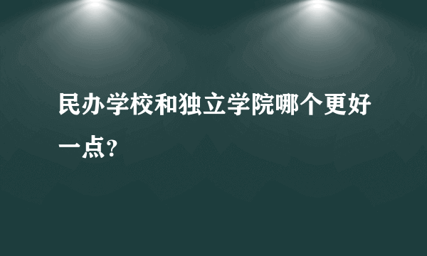 民办学校和独立学院哪个更好一点？