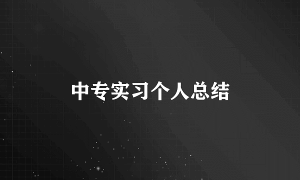 中专实习个人总结