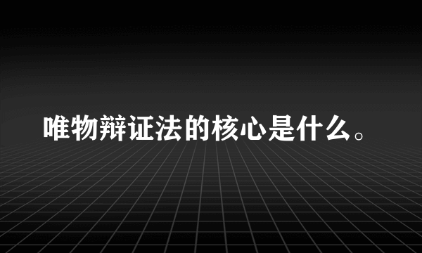 唯物辩证法的核心是什么。