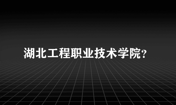 湖北工程职业技术学院？