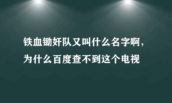铁血锄奸队又叫什么名字啊，为什么百度查不到这个电视