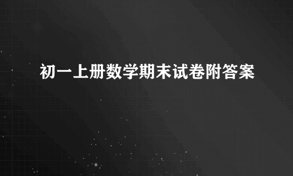 初一上册数学期末试卷附答案