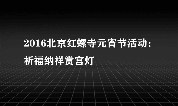 2016北京红螺寺元宵节活动：祈福纳祥赏宫灯