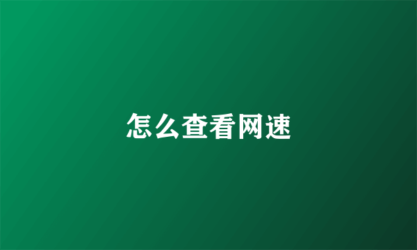 怎么查看网速