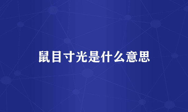 鼠目寸光是什么意思