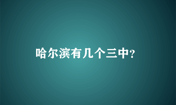 哈尔滨有几个三中？
