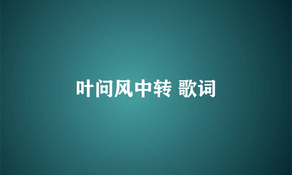 叶问风中转 歌词