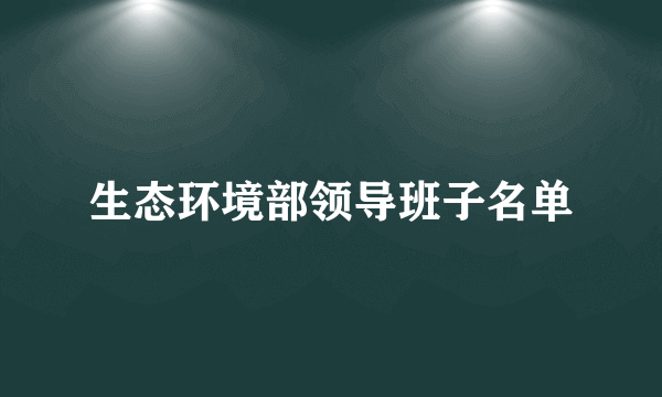 生态环境部领导班子名单