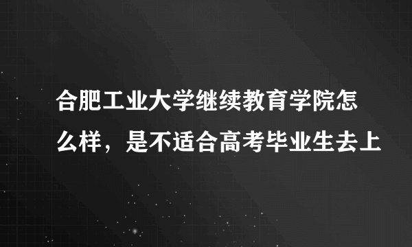 合肥工业大学继续教育学院怎么样，是不适合高考毕业生去上