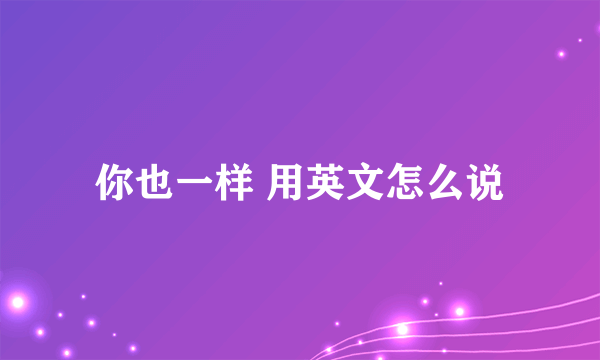 你也一样 用英文怎么说