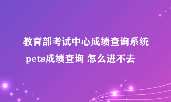 教育部考试中心成绩查询系统 pets成绩查询 怎么进不去
