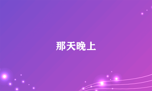 那天晚上