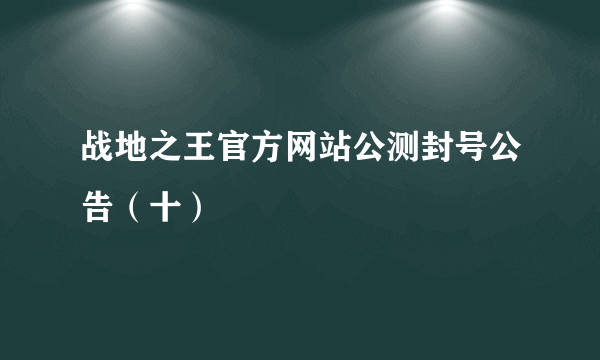 战地之王官方网站公测封号公告（十）