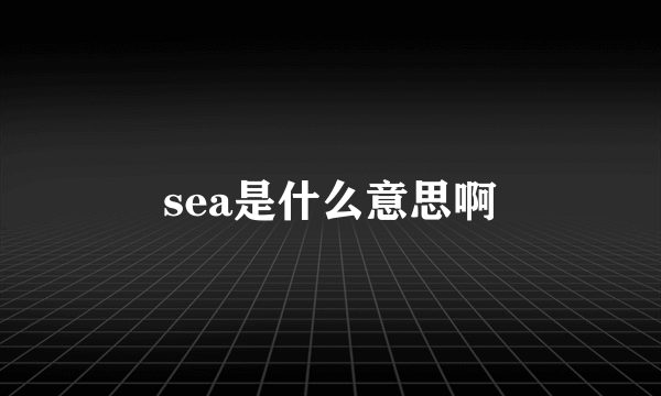 sea是什么意思啊