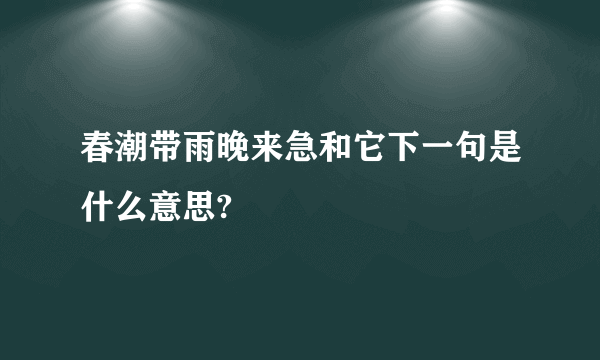 春潮带雨晚来急和它下一句是什么意思?