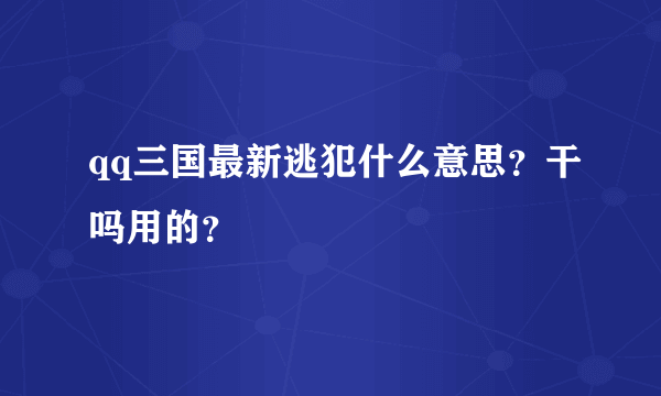 qq三国最新逃犯什么意思？干吗用的？