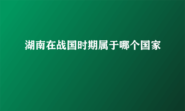 湖南在战国时期属于哪个国家