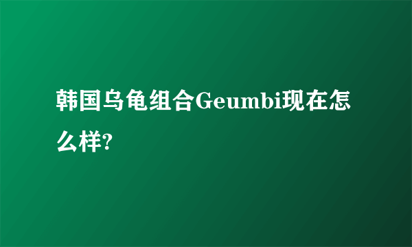韩国乌龟组合Geumbi现在怎么样?