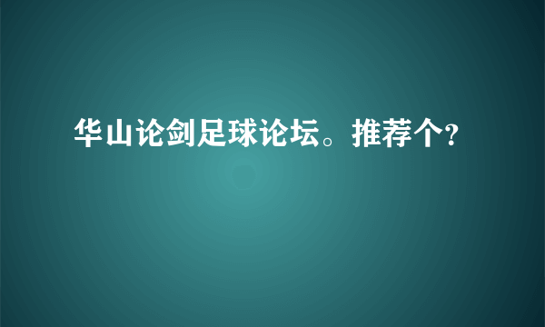 华山论剑足球论坛。推荐个？