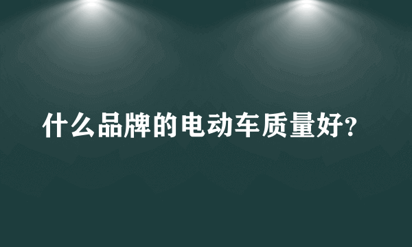 什么品牌的电动车质量好？