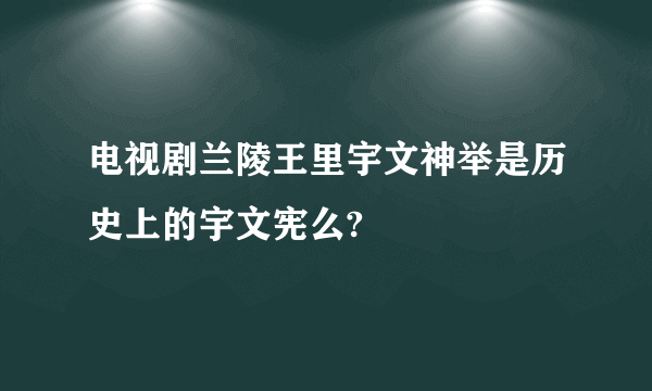 电视剧兰陵王里宇文神举是历史上的宇文宪么?