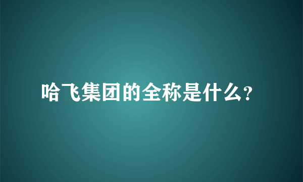 哈飞集团的全称是什么？