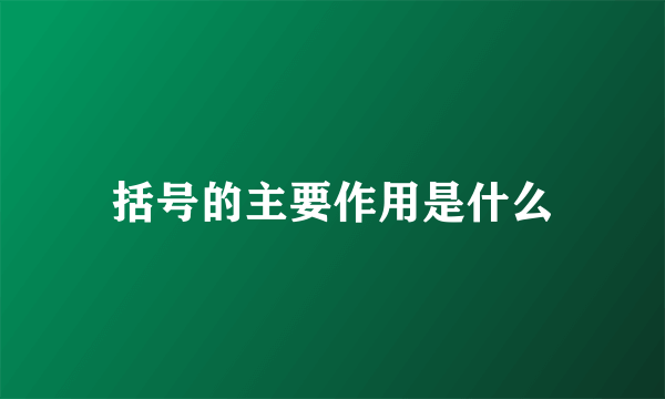 括号的主要作用是什么