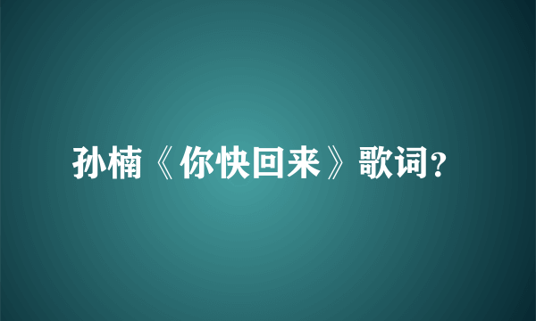 孙楠《你快回来》歌词？