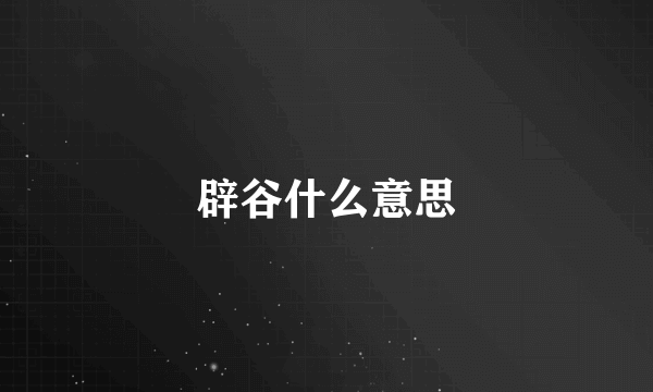 辟谷什么意思