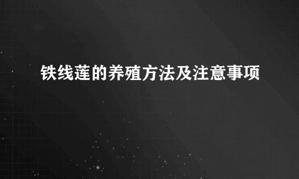 铁线莲的养殖方法及注意事项