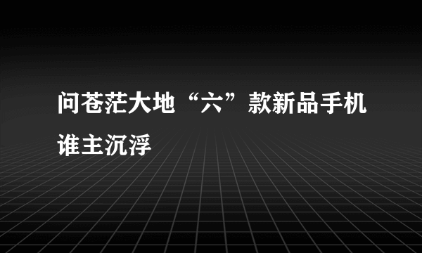 问苍茫大地“六”款新品手机谁主沉浮
