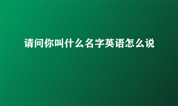 请问你叫什么名字英语怎么说