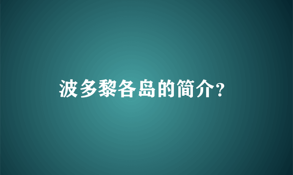 波多黎各岛的简介？