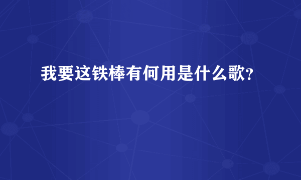 我要这铁棒有何用是什么歌？