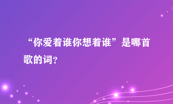 “你爱着谁你想着谁”是哪首歌的词？