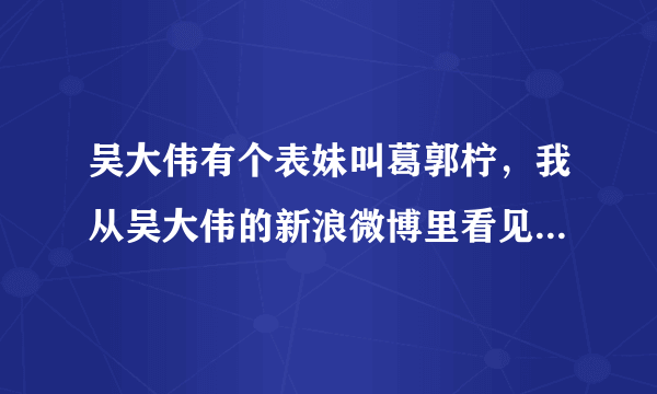 吴大伟有个表妹叫葛郭柠，我从吴大伟的新浪微博里看见的，我是吴大伟的忠实粉丝哦~