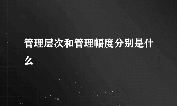 管理层次和管理幅度分别是什么