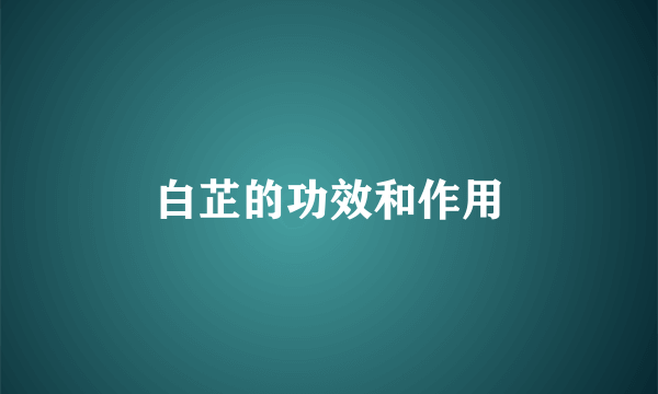 白芷的功效和作用