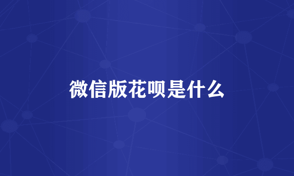 微信版花呗是什么