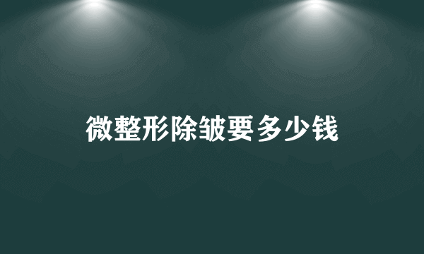 微整形除皱要多少钱