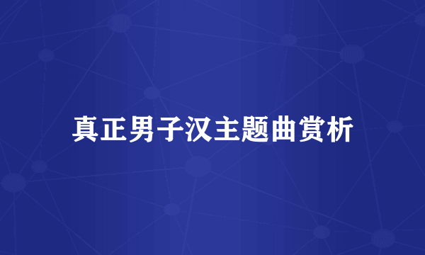 真正男子汉主题曲赏析