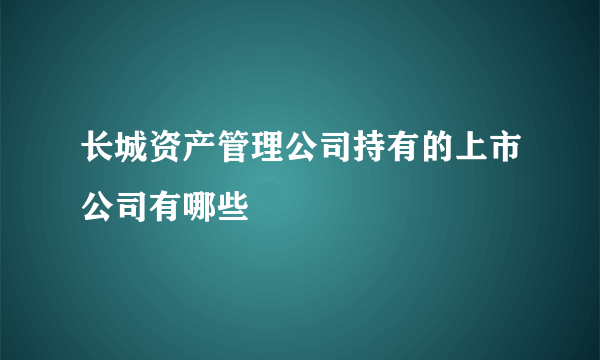长城资产管理公司持有的上市公司有哪些