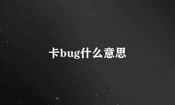 卡bug什么意思