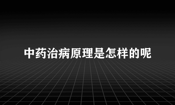 中药治病原理是怎样的呢