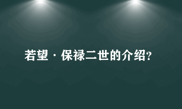 若望·保禄二世的介绍？