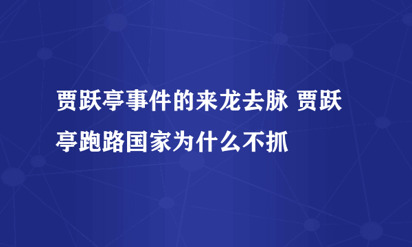 贾跃亭事件的来龙去脉 贾跃亭跑路国家为什么不抓