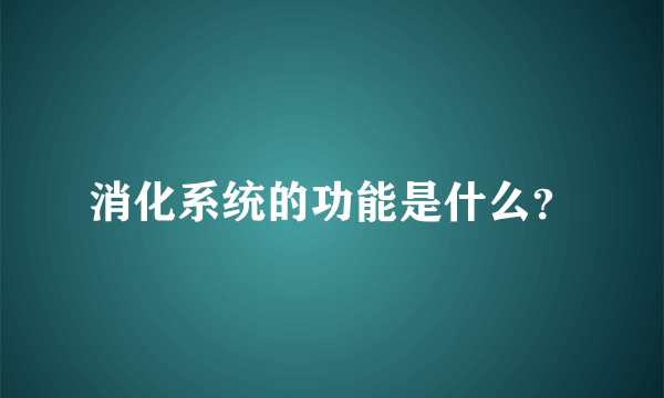 消化系统的功能是什么？