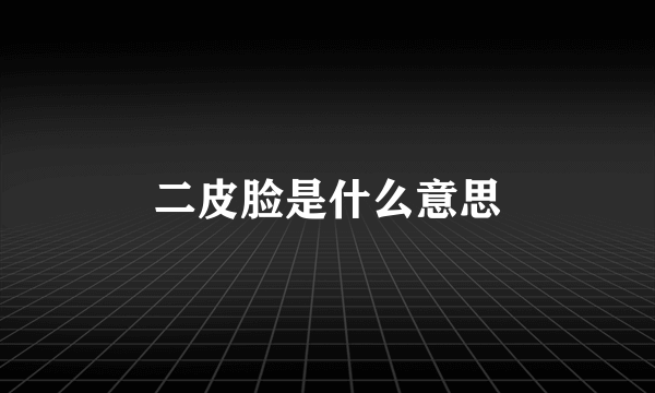 二皮脸是什么意思
